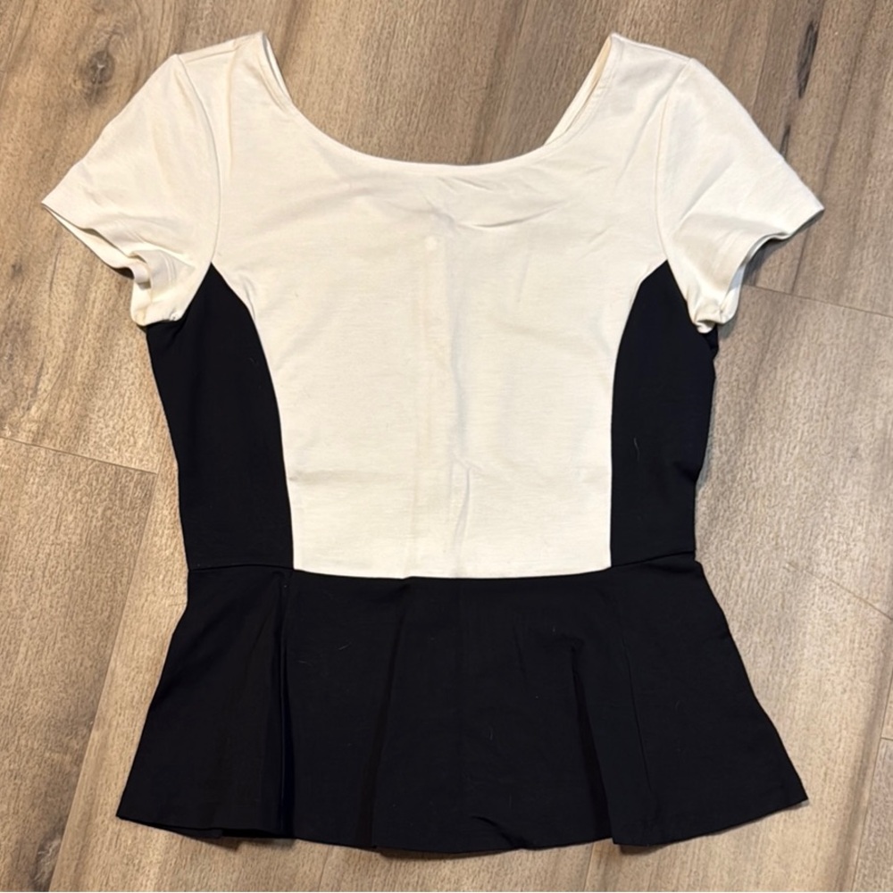Banana Republic Black and White Peplum Blouse